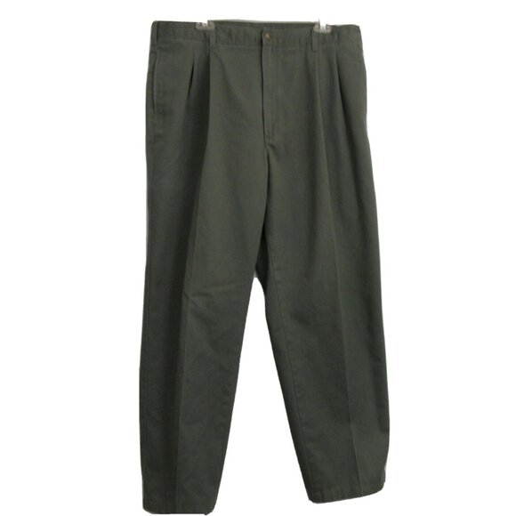 Flyers Men's Pants Size 38Wx31L Casual Comfort Gray Green 4 Pocket Pleated Front - Picture 1 of 9